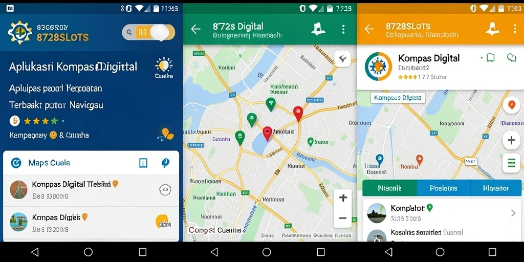 Antarmuka aplikasi 8728SLOTS menunjukkan fungsi Kompas Digital yang ramah pengguna.