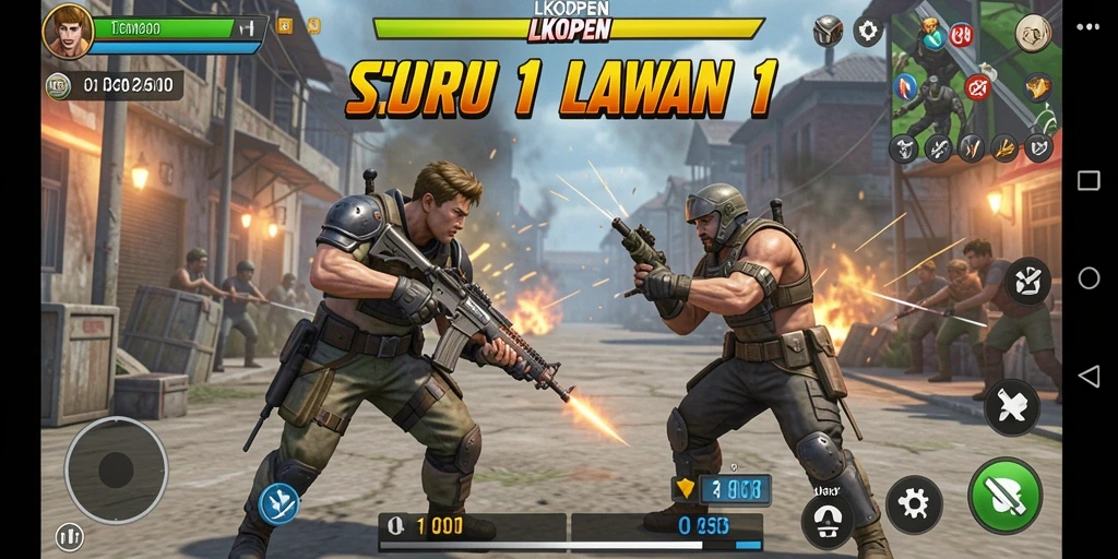 Screenshot LKOPEN menunjukkan duel seru player melawan player.