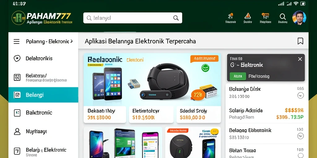 Tampilan antarmuka aplikasi PAHAM777 untuk belanja elektronik yang mudah dan praktis.