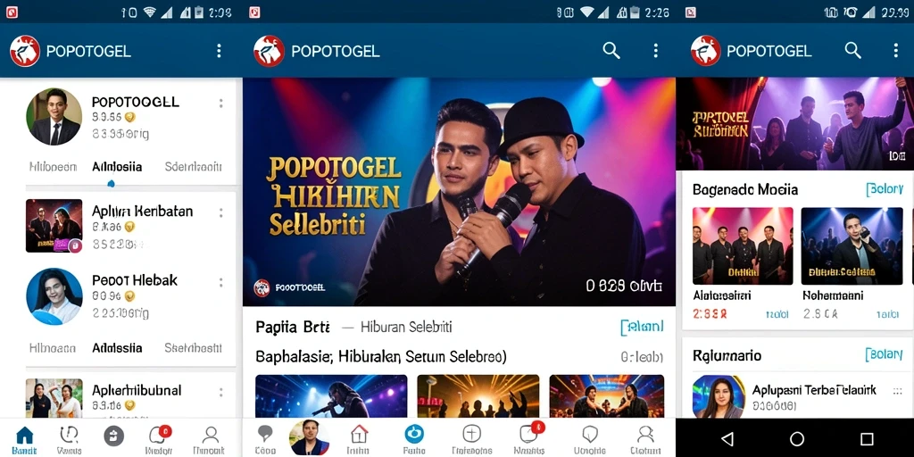 Tampilan antarmuka aplikasi Hiburan Selebriti POPOTOGEL yang modern dan menarik.