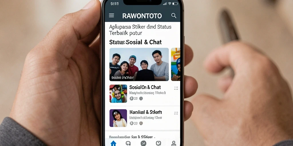Antarmuka RAWONTOTO menampilkan berbagai stiker yang menarik dan kreatif.
