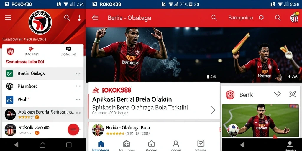 Tampilan antarmuka ROKOK88 yang menampilkan berita olahraga bola terbaru.