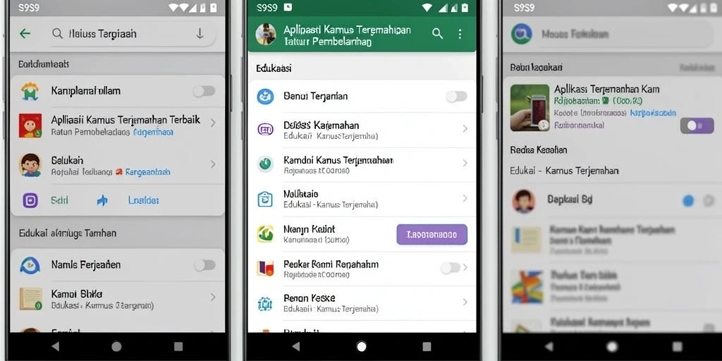 Antarmuka S9S9 menampilkan fungsi Kamus Terjemahan yang intuitif.