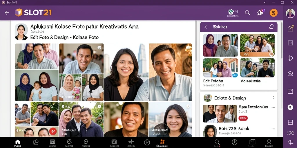 Tampilan antarmuka aplikasi SLOT21 untuk kolase foto yang menarik.