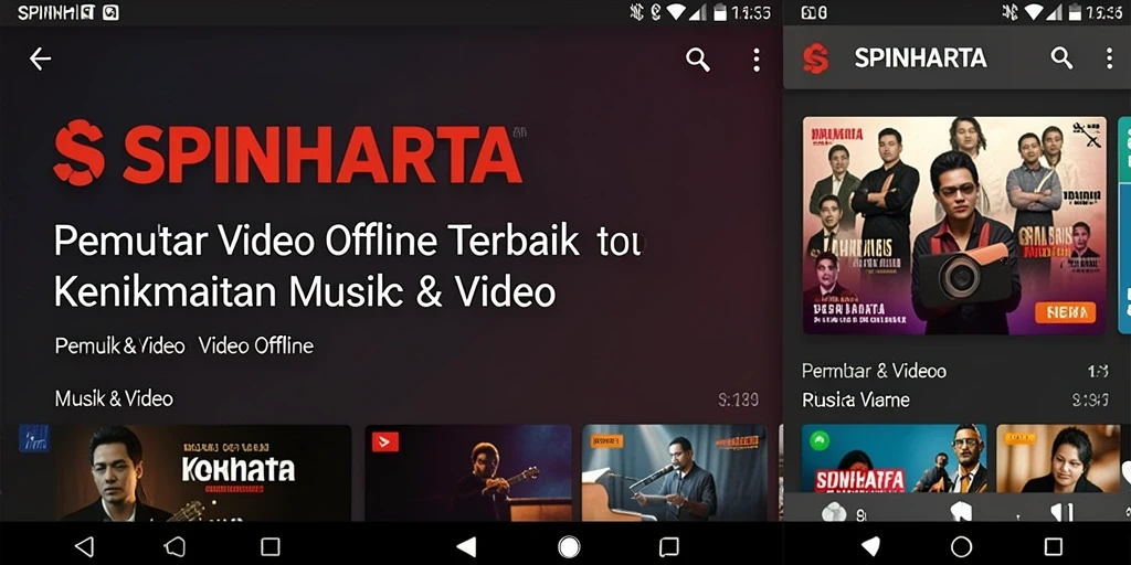 Antarmuka pengguna SPINHARTA untuk pemutar video offline yang intuitif dan mudah digunakan.